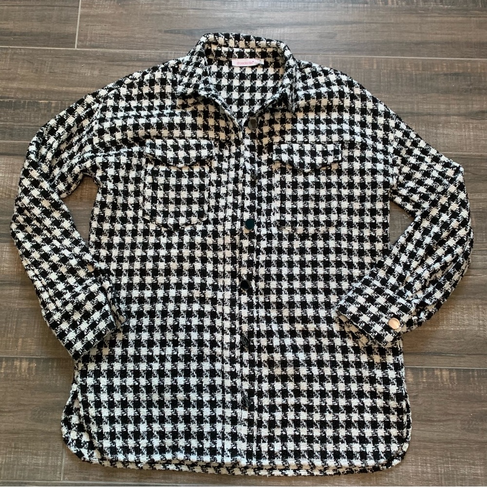 Shoedazzle Houndstooth Shacket Shirt Jacket